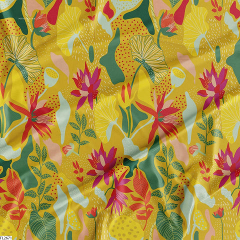 Floral Wholesale Digital Printed Fabric for Dress & Cloth