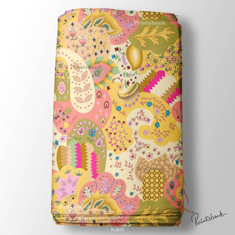 Floral Wholesale Digital Printed Fabric for Dress & Cloth