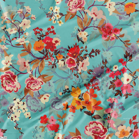 Floral Wholesale Digital Printed Fabric for Dress & Cloth