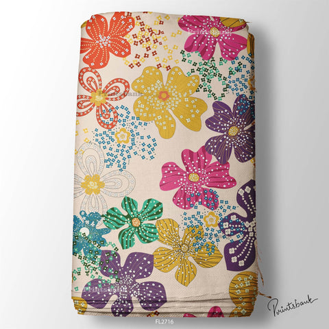 Floral Wholesale Digital Printed Fabric for Dress & Cloth
