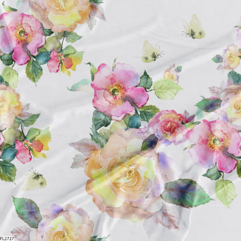 Floral Wholesale Digital Printed Fabric for Dress & Cloth