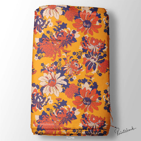 Floral Wholesale Digital Printed Fabric for Dress & Cloth