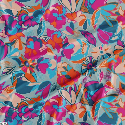 Floral Wholesale Digital Printed Fabric for Dress & Cloth