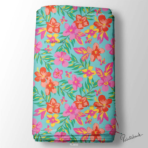 Floral Wholesale Digital Printed Fabric for Dress & Cloth