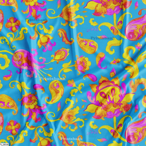 Floral Wholesale Digital Printed Fabric for Dress & Cloth