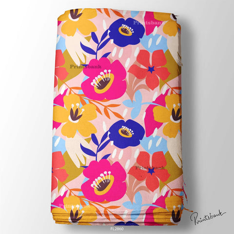 Floral Wholesale Digital Printed Fabric for Dress & Cloth