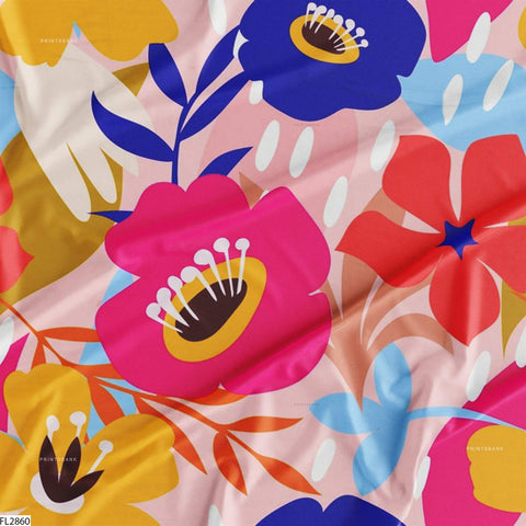 Floral Wholesale Digital Printed Fabric for Dress & Cloth