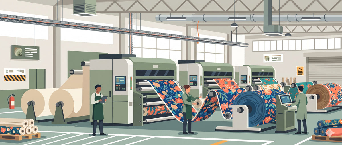 Digital fabric printing factory floor