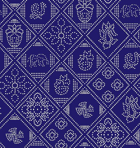 Blue Bandhani Digital Printed Fabric Material