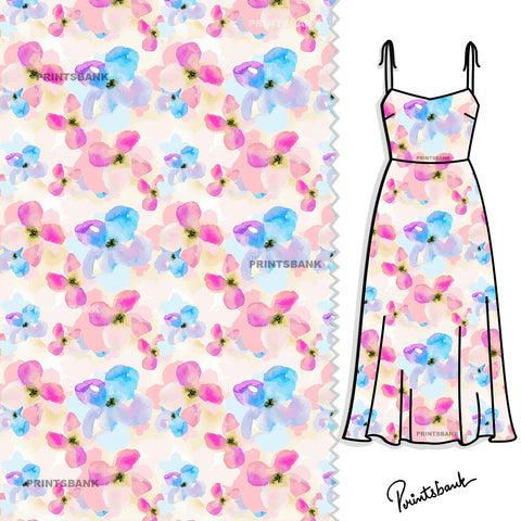 Multi Color Pastel Floral Print