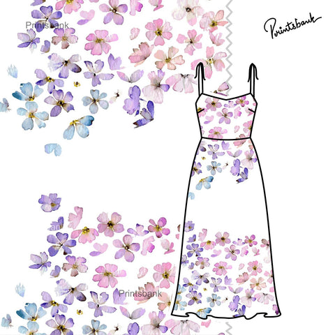 Water Color Multi Floral Print For Dresses