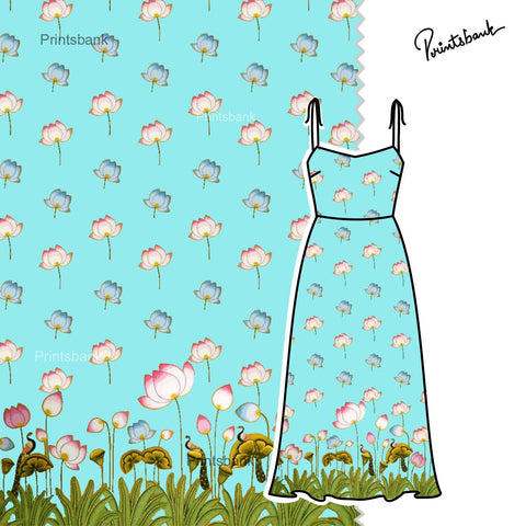 Sea Green Pichwai Printed Clothing Material