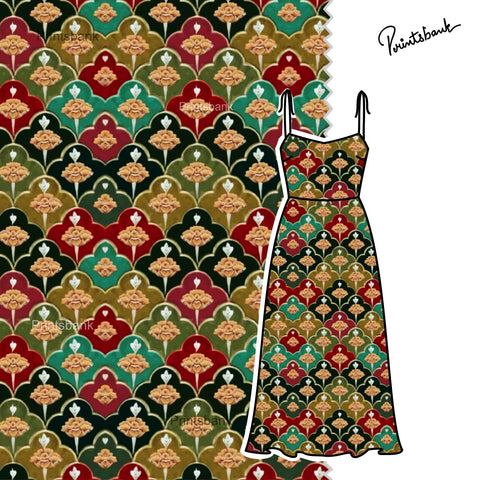 Festive Multi Color Mughal Jaal Print