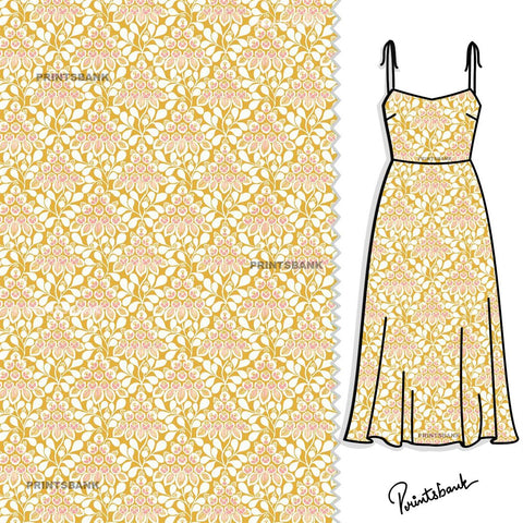 Mustard Yellow Bunch Floral Jaal