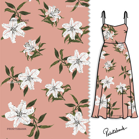 Peach Pink Lily Designer Print