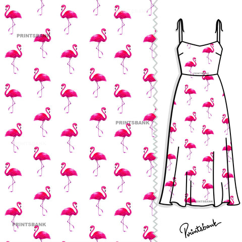 Pink White Flamingo Digital Print
