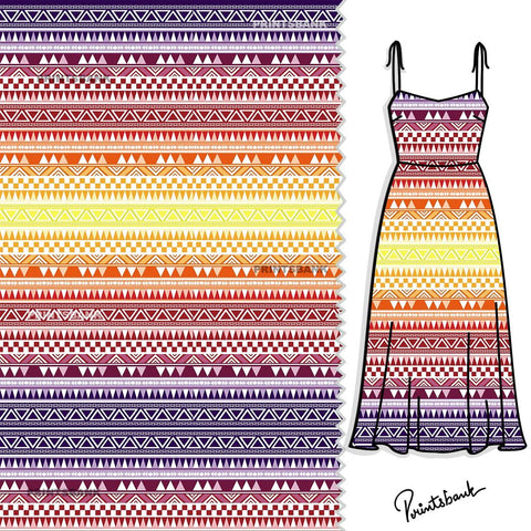 Geometrical Multicolor Designer Printed Fabric Material