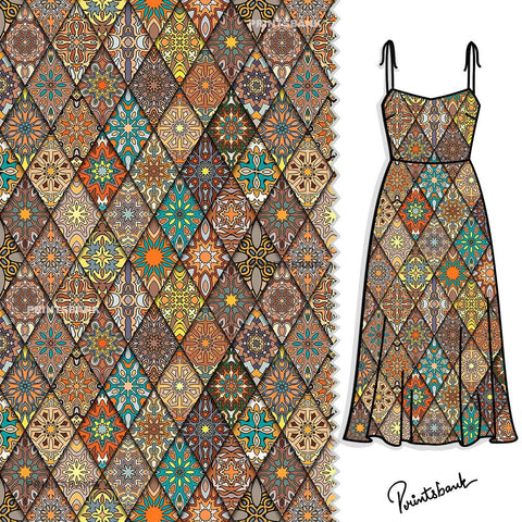 Abstract Floral Geometrical Pattern For Designer Dresses