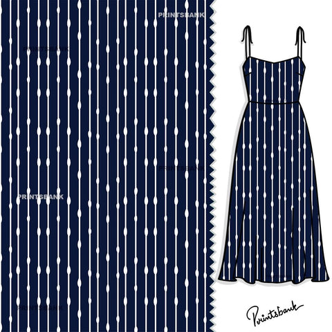 Indigo White Stripes Fabric For Shirt Men's Women's Wear