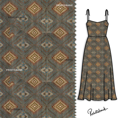 Dusty Color Motif Jaal For Dresses