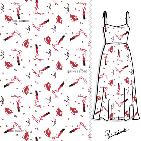White Love Lipstick Red Designer Clothing Material