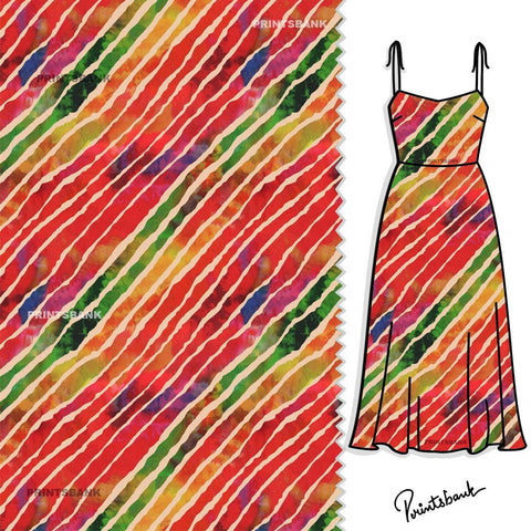 Red Green Multicolor Shibori Printed Fabric For Ethnic Western Look