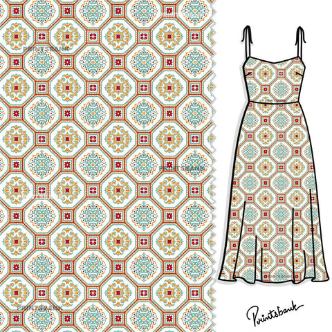 Geometrical Pattern Pastel Fabric Material