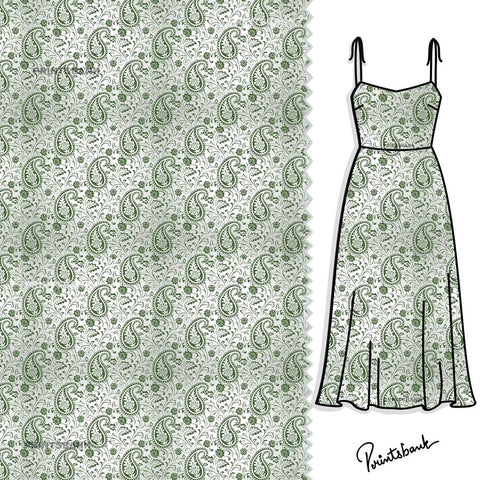 Pastel Green Paisley Digital Printed Material