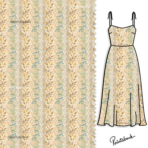 Pastel Cream Floral Digital Clothing Material