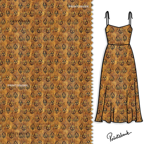 Vintage Look Batik Printed Clothing Material