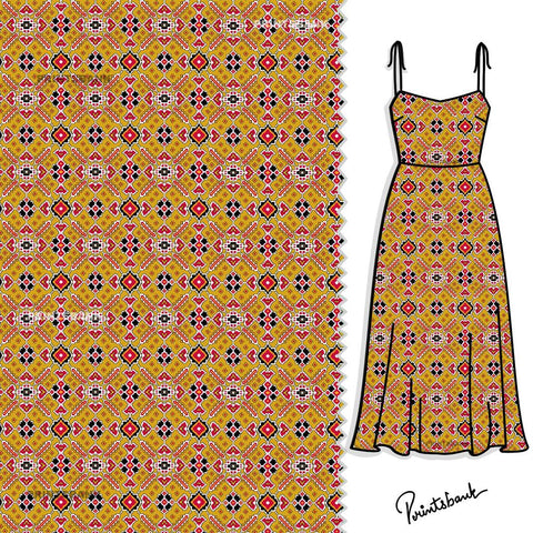 Traditional Yellow Patola Printed Material For Clothing