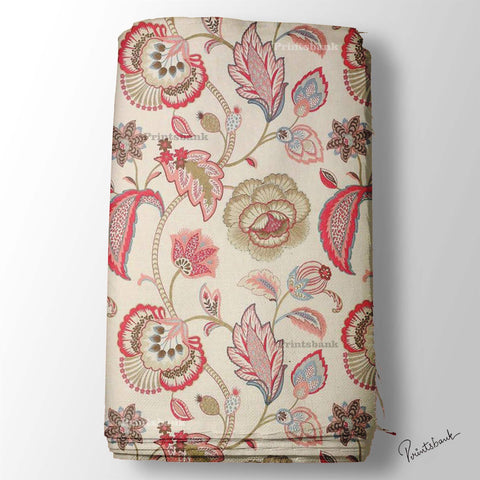 Vintage Multi Color Digital Floral Printed Fabric Material