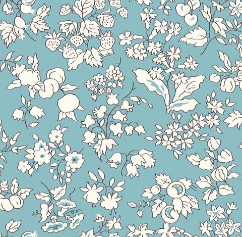 Pestal Teal Blue Floral Printed Fabric Material