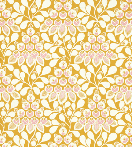 Mustard Yellow Floral Digital Printed Fabric Material
