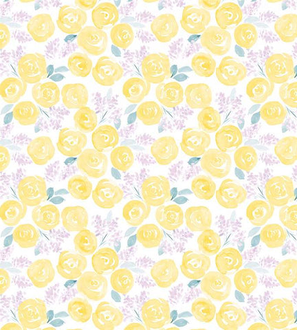 Yellow Floral Digital Printed Fabric Material