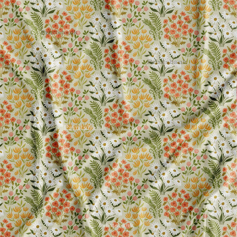 Exclusive Vintage Beige Pink Digital Floral Printed Fabric