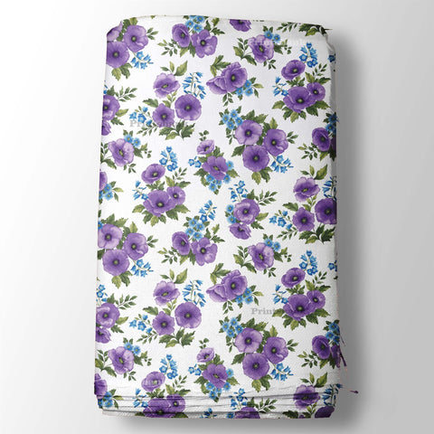 White Lavender Floral Digital Printed Fabric Wholesale Price