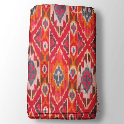Pink & Orange Tangy Ikat Print Fabric Material