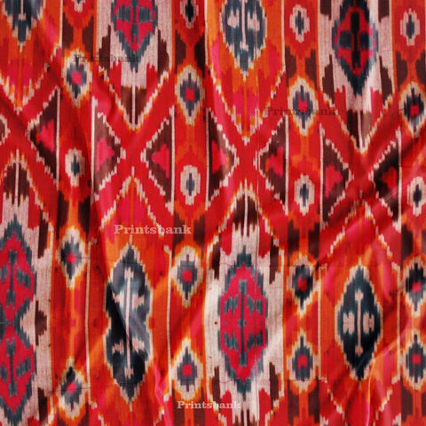Pink & Orange Tangy Ikat Print Fabric Material