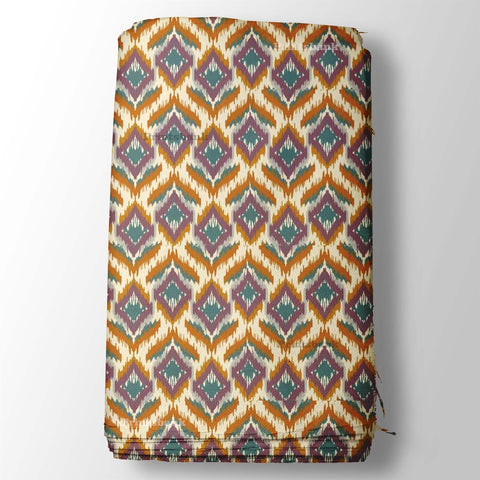 Yellow Green Ikat Digital Printed Fabric