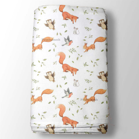 Snow White and Orange Kid's Pattern Digital Printed Fabric