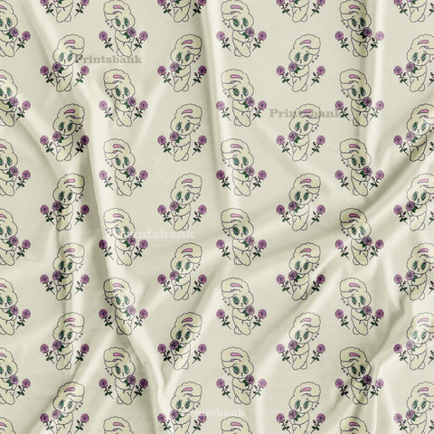 Cream Kid's Digital Printed Fabric