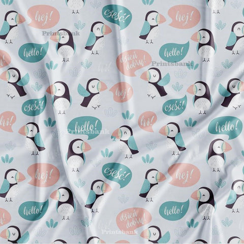 Snow White Penguin Kid's Digital Printed Fabric