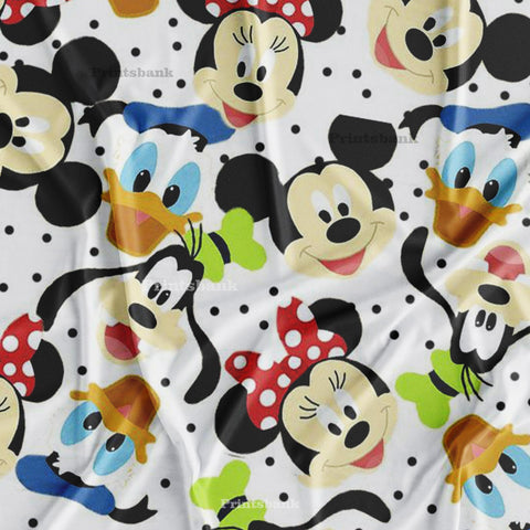 Pearl White & Mickey Mouse Pattern Kid's Printed Fabric