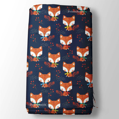 Red Cat Printed Fabric Kids Print with Black