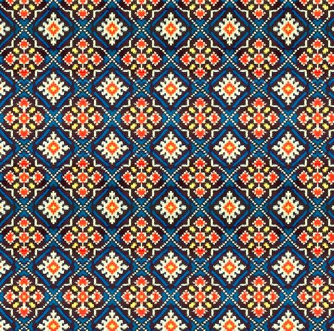 Blue Orange Floral Patola Digital Printed Fabric Material