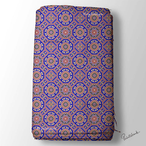 Purple Geometrical Patola Digital Printed Fabric Material