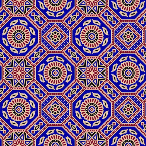 Purple Geometrical Patola Digital Printed Fabric Material