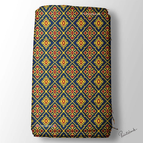 Black Floral Patola Digital Printed Fabric Material