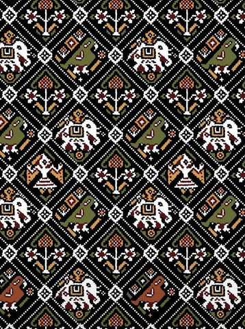 Black Animal Patola Digital Printed Fabric Material